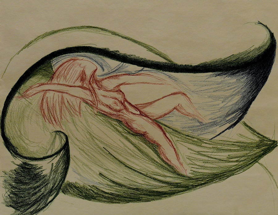 Nature Drawing - Woman In Leaf by Dianna Scotece