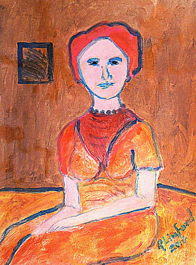 Woman in Red 1 Painting by Richard W Linford