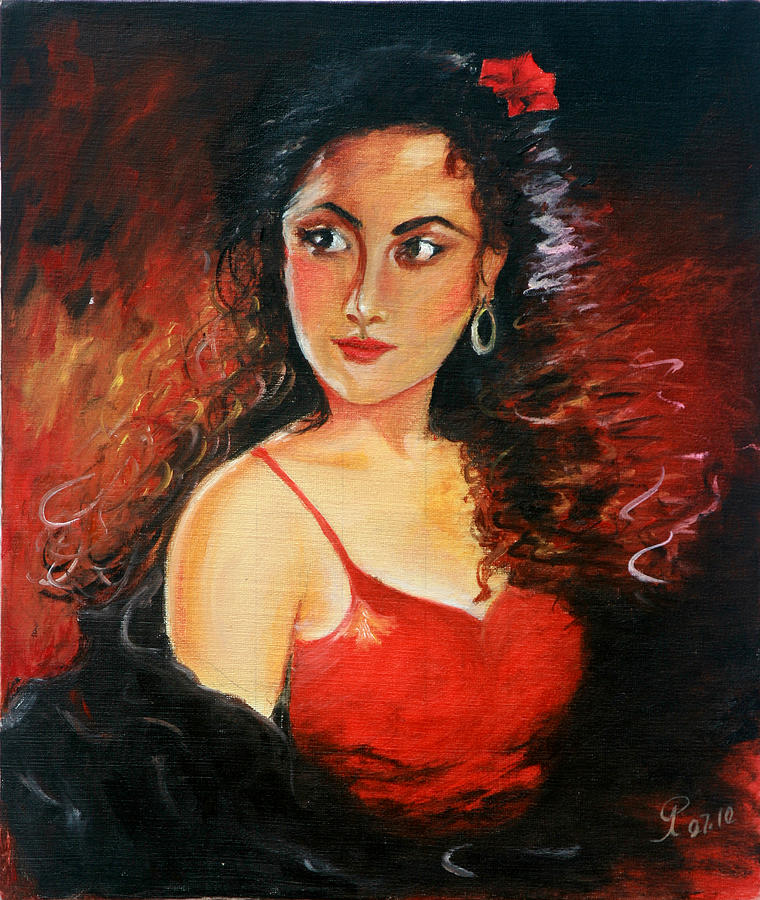 Woman in red Painting by Ala Pervago - Fine Art America