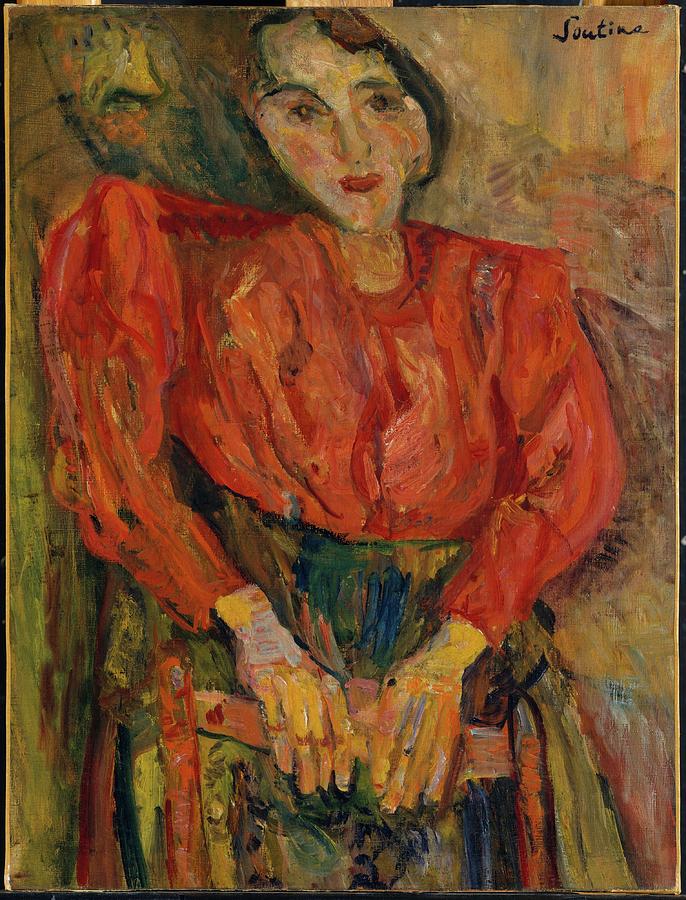 Soutine Painting - Woman In Red Blouse by Chaim Soutine