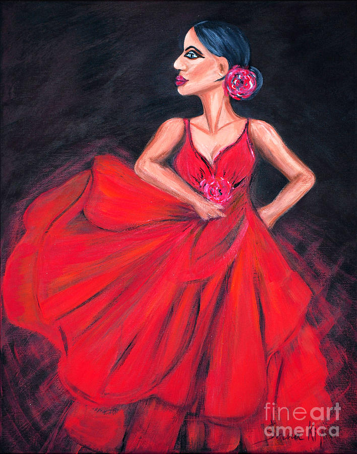  Flamenco. Original Acrylic Painting Painting by Oksana Semenchenko