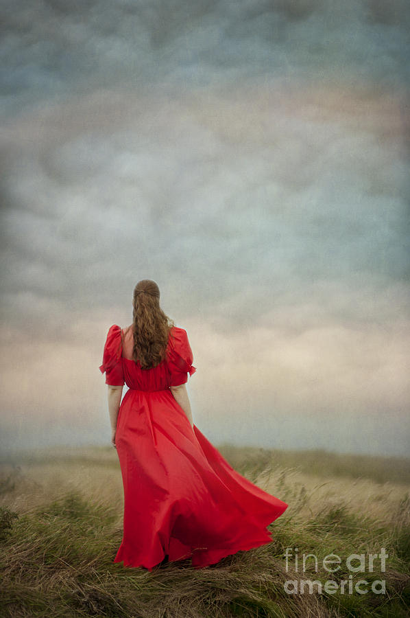 Woman In Red On Moorland Photograph by Lee Avison