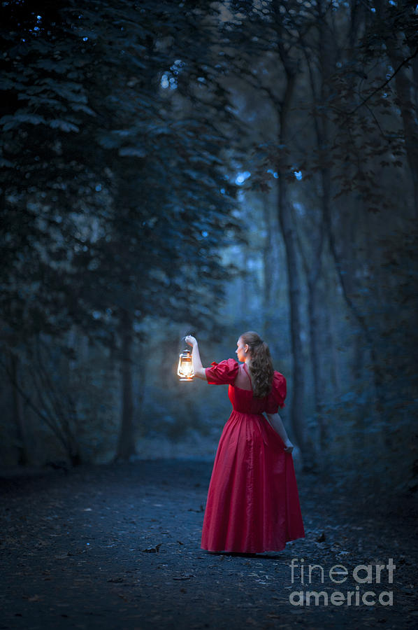 Woman In Red With Lantern Photograph by Lee Avison