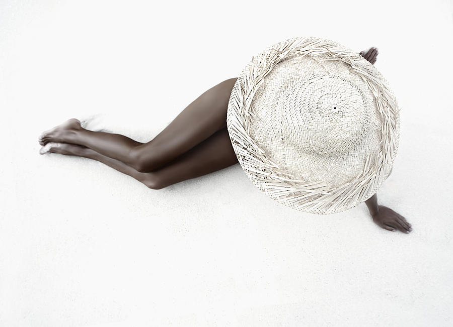 Beach Photograph - Woman in Straw Hat by M Swiet Productions