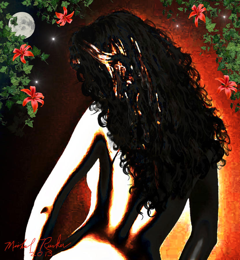 Woman in the Moonlight Digital Art by Michael Rucker