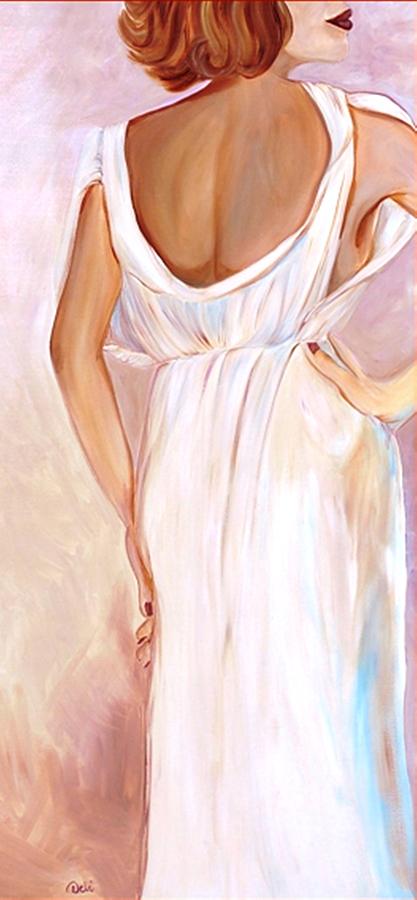 Woman in White Painting by Debi Starr