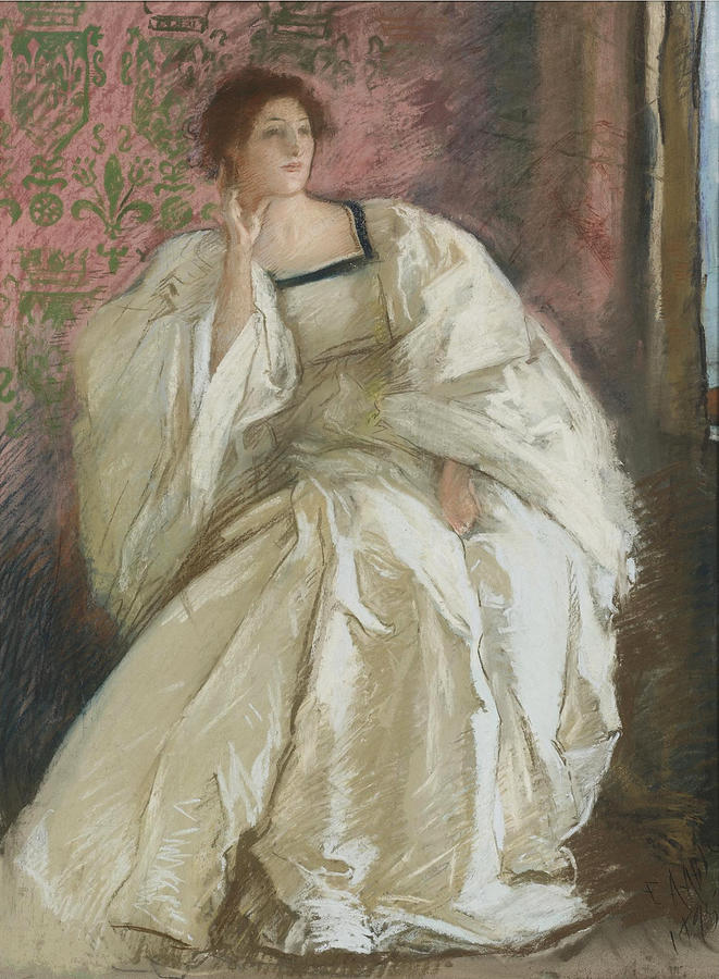 Edwin Austin Abbey Painting - Woman in White by Edwin Austin Abbey