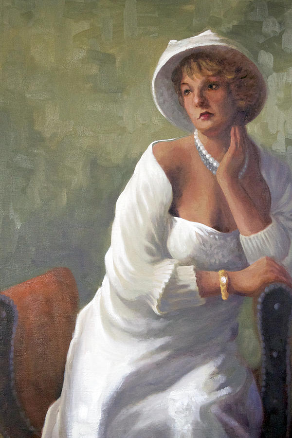 Woman in White Painting by Rosalie Vaccaro - Fine Art America