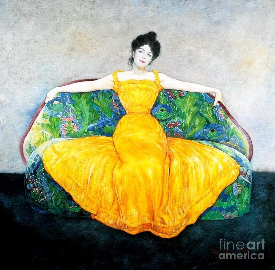 Woman In Yellow Dress Painting by Thea Recuerdo