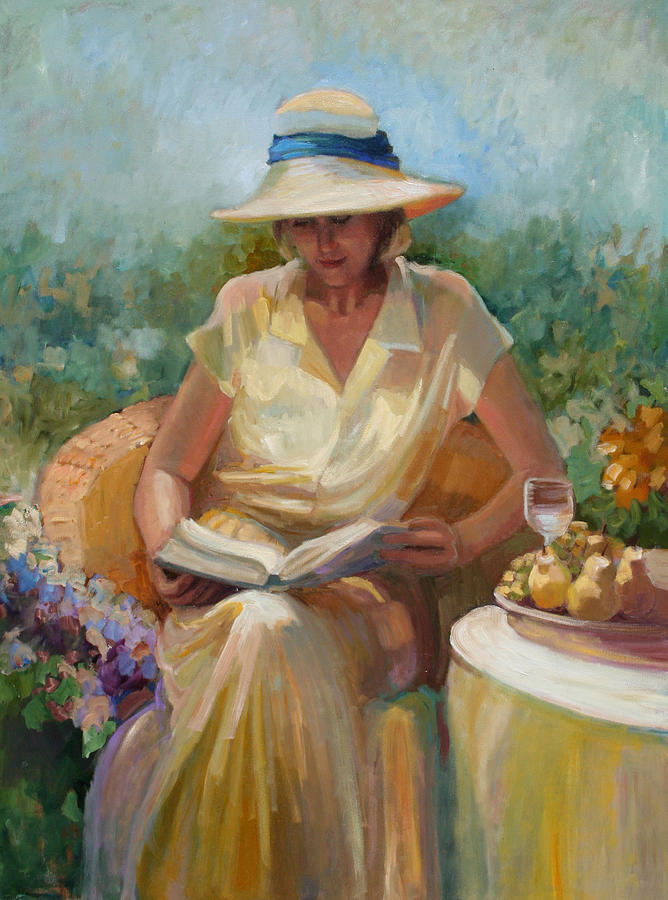 Impressionism Painting - Woman in Yellow by Sally Rosenbaum