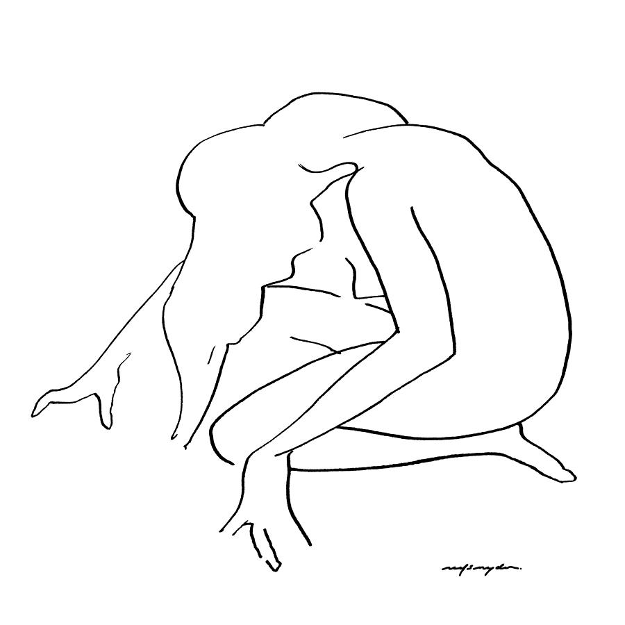 Woman Kneeling Drawing by J Reifsnyder