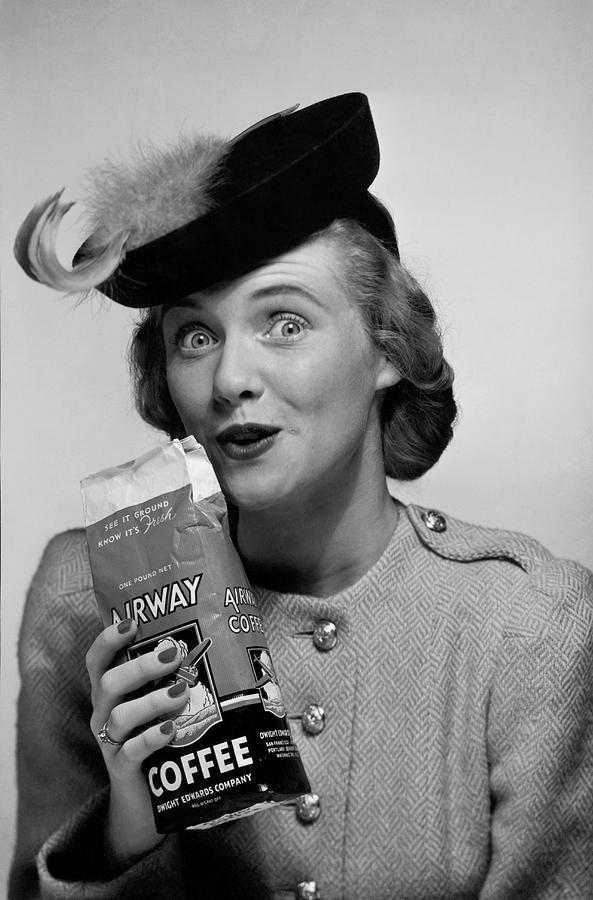 Woman Likes Airway Coffee Photograph by Underwood Archives