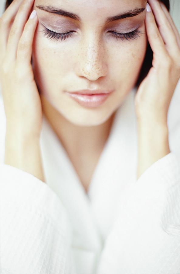 Woman Massaging Her Temples Photograph By Ian Hooton Science Photo Library