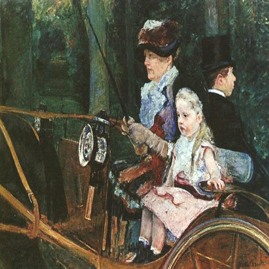 Woman n Child In Driving Seat Painting by Florene Welebny