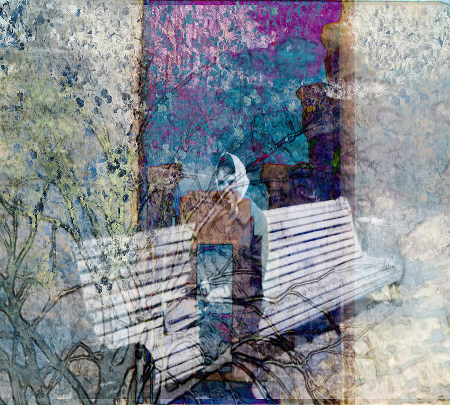 Woman on a bench Digital Art by Cathy Anderson