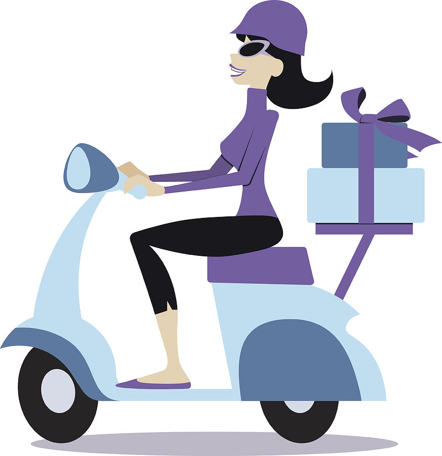 Woman on a Motor Scooter Drawing by Chipstudio