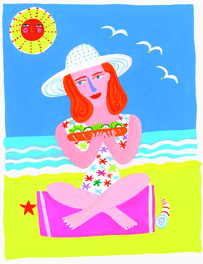 Woman On Beach Eating Sandwich Photograph by Ikon Ikon Images Woman On Beach Eating Sandwich Photograph by Ikon Ikon Images