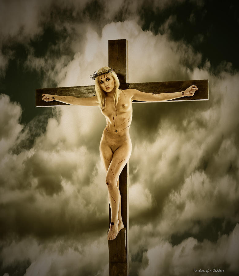 Black And White Photograph - Woman on the cross by Ramon Martinez