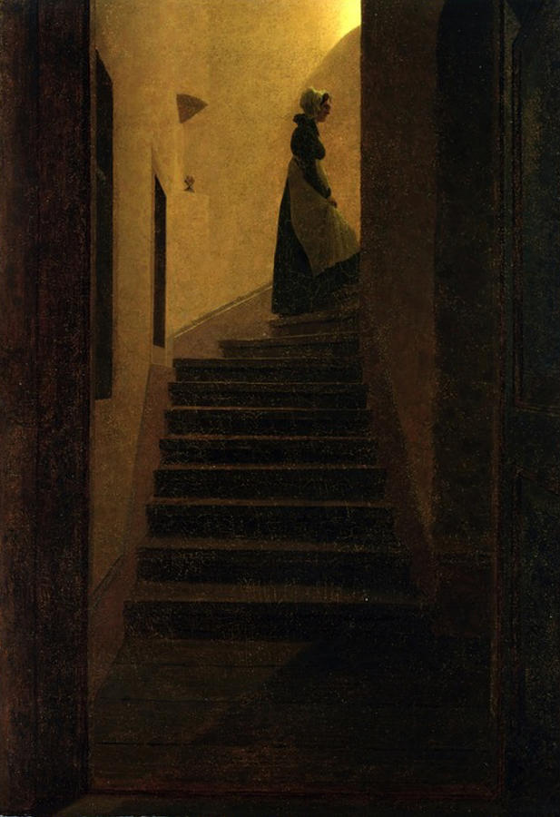 Woman Painting - Woman on the stairs by Philip Ralley