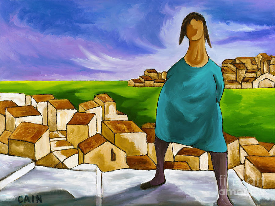 Woman On Village Steps Painting by William Cain