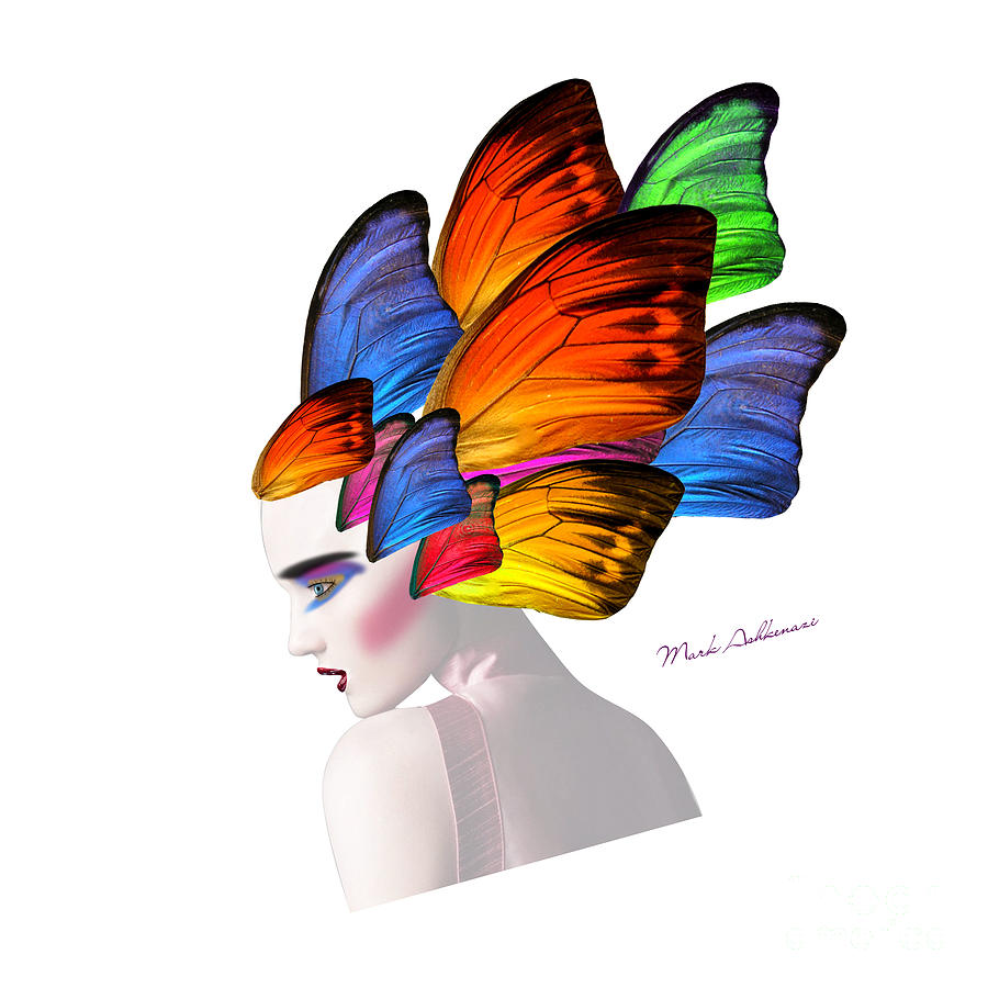 Butterfly Digital Art - Woman Portrait Butterfly  by Mark Ashkenazi