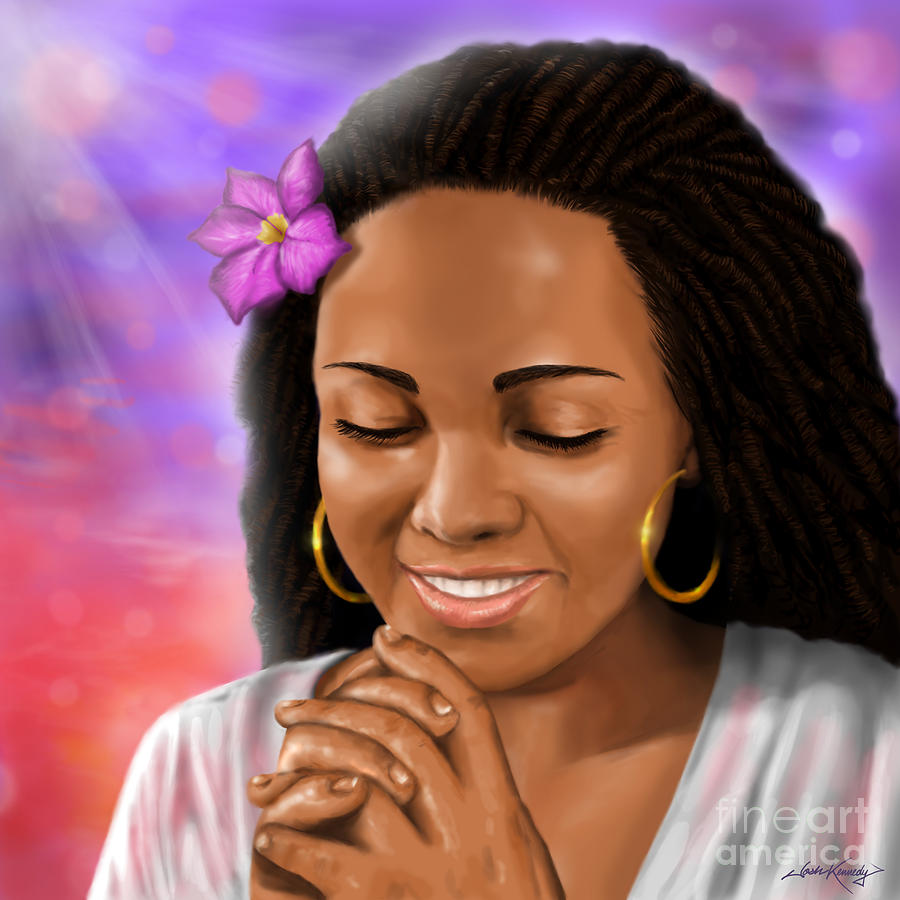 black woman praising jesus