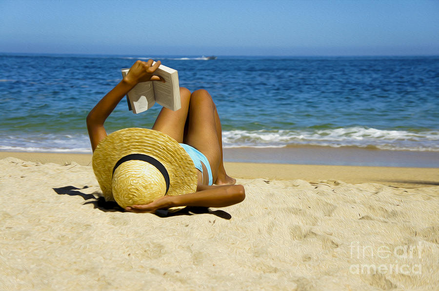 Paradise Photograph - Woman reading a book  by Aged Pixel