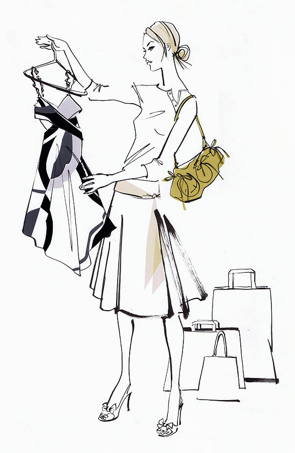 Woman Shopping Looking At Dress Photograph by Ikon Images