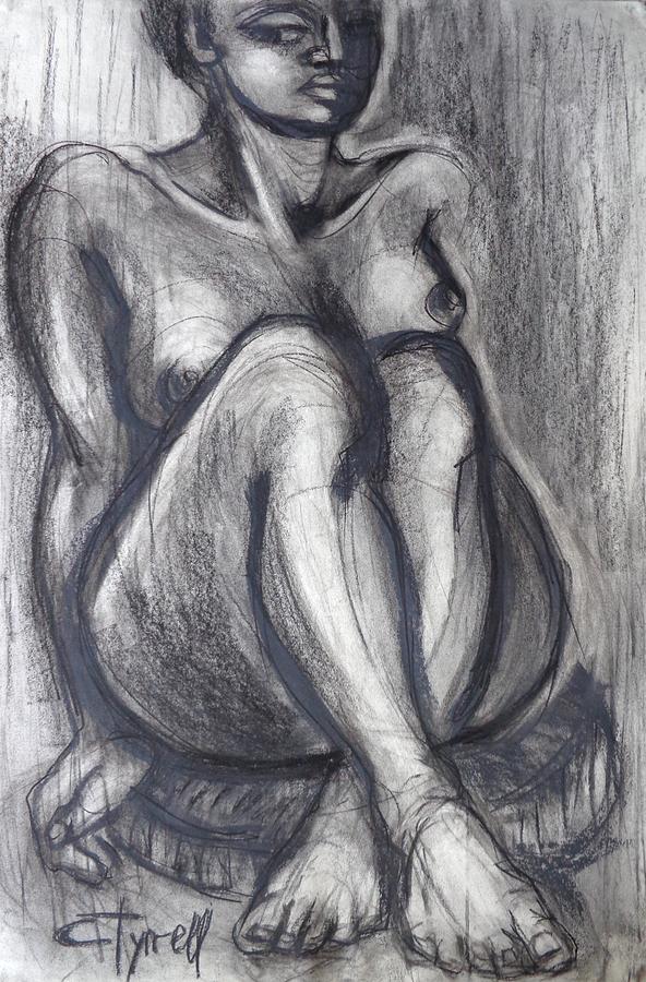 Nude Painting - Woman Sitting On Round Chair - Female Nude by Carmen Tyrrell