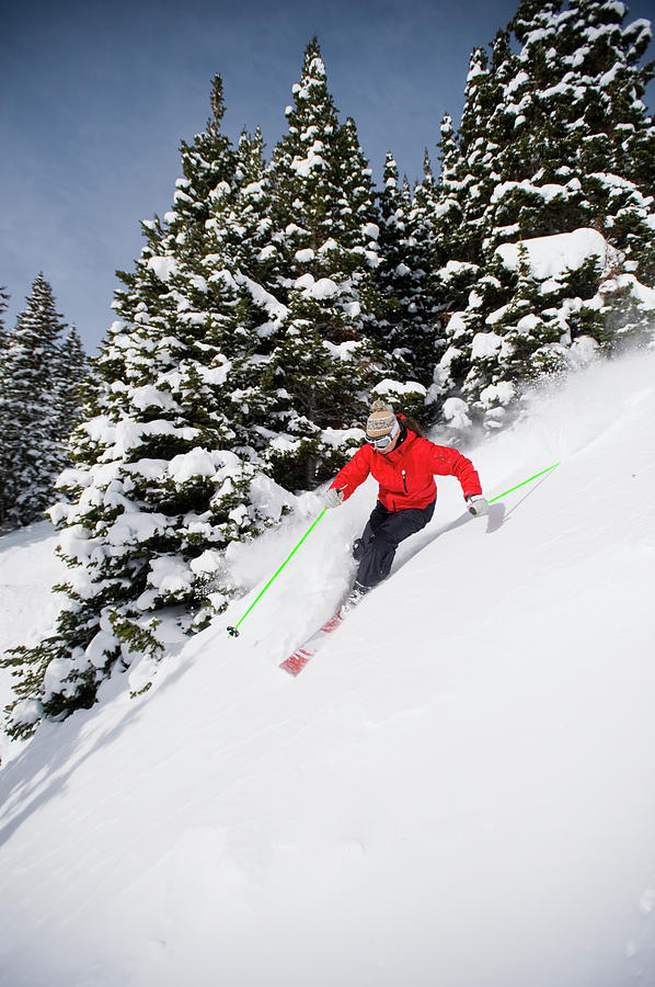 Woman Skiing In Breckenridge, Colorado Photograph by Scott Markewitz ...