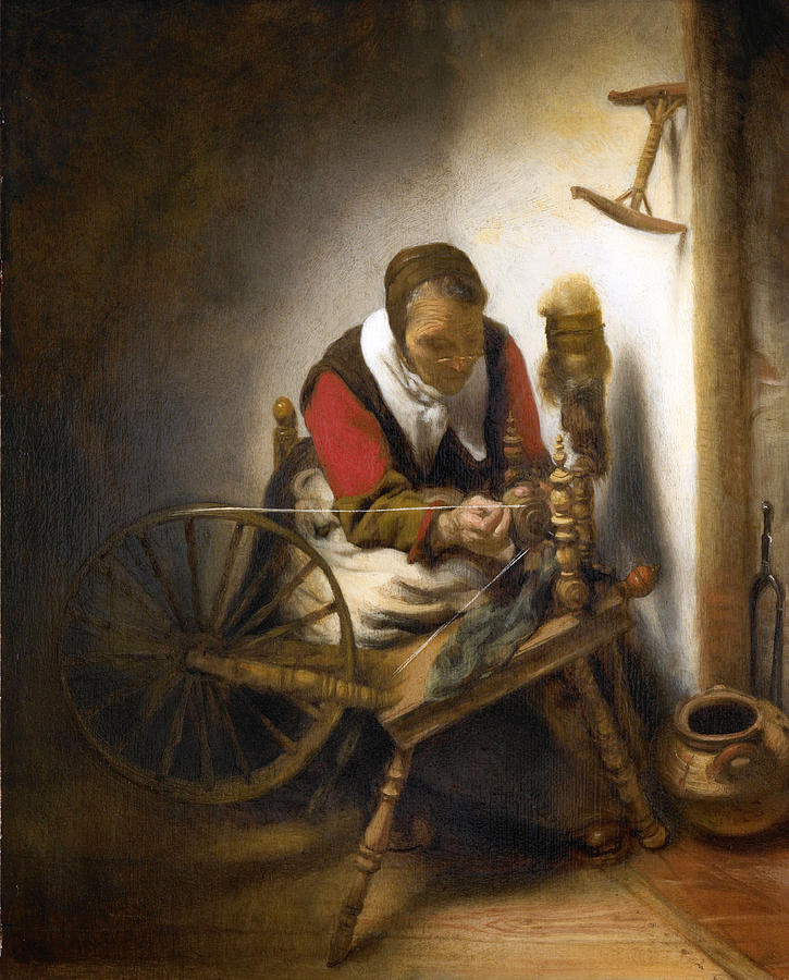 Woman Spinning Painting by Nicolaes Maes