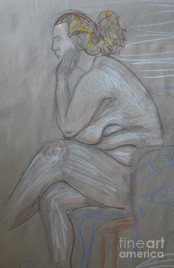 Woman Thinking Drawing by Heather Hennick