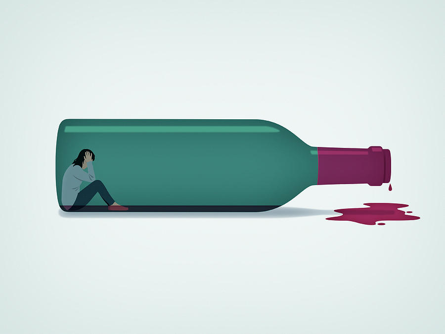 Woman Trapped Inside Of Wine Bottle Photograph by Ikon Images