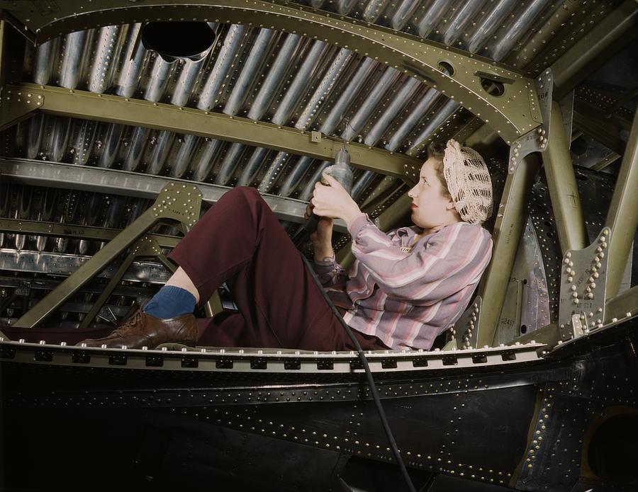 Woman War Worker Riveting An A-20 Photograph by Everett
