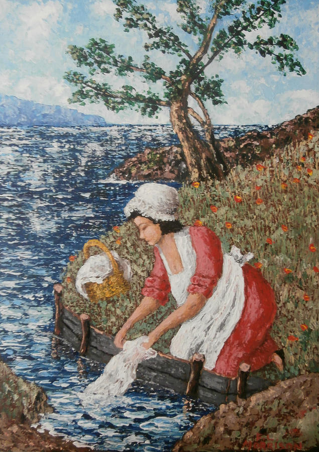 Woman Washing Clothes Painting By Frank Morrison   Woman Washing Clothes Frank Morrison 