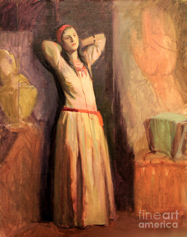 Woman Wearing Red Bandeau 1929 Painting by Art By Tolpo Collection