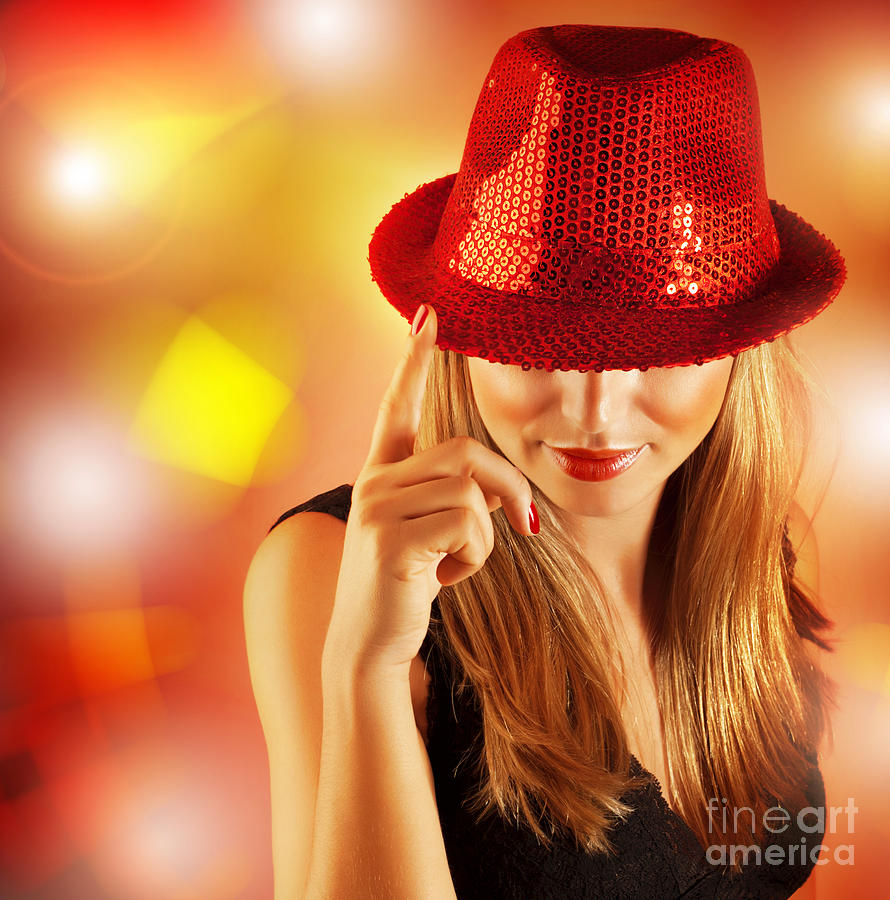 Woman wearing red hat Photograph by Anna Om