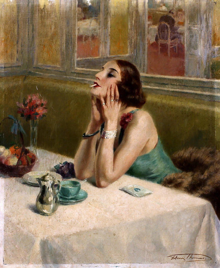 Mirror Painting - Woman with a Cigarette by Henri Thomas