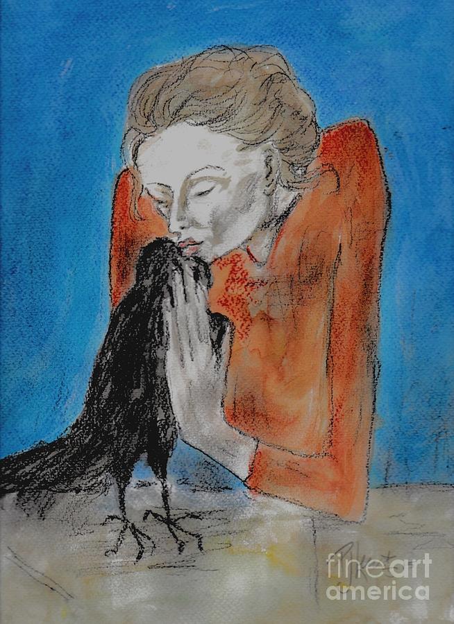 Woman with a crow Painting by PJ Lewis