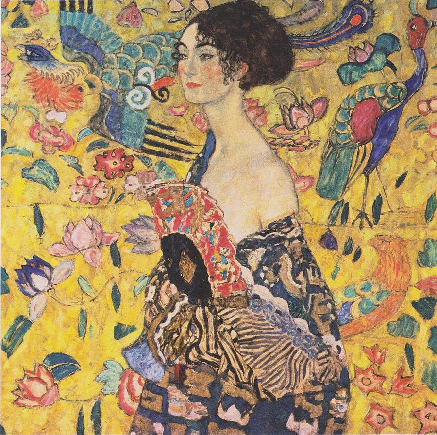 Gustav Klimt Digital Art - Woman with a Fan by Georgia Clare