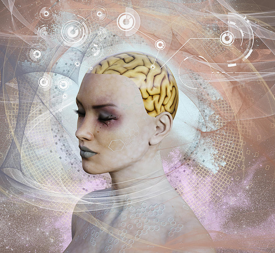 Woman with artificial intelligence brain Photograph by Donald Iain Smith