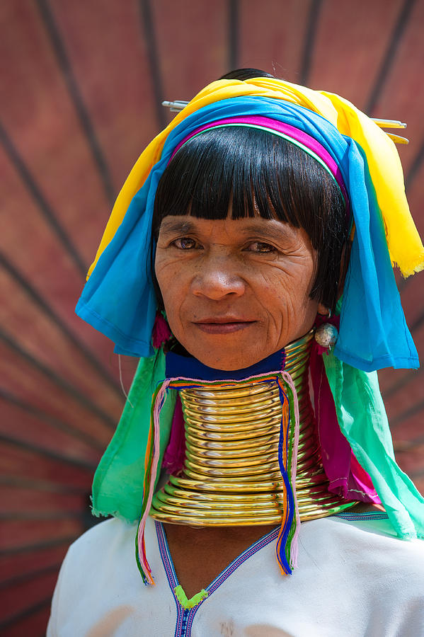 Woman With Brass Neck Coils Myanmar Photograph by Judith Barath