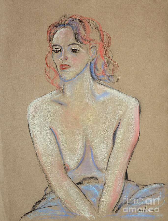 Woman with Brown Eyes and Red Hair Pastel by Asha Carolyn Young
