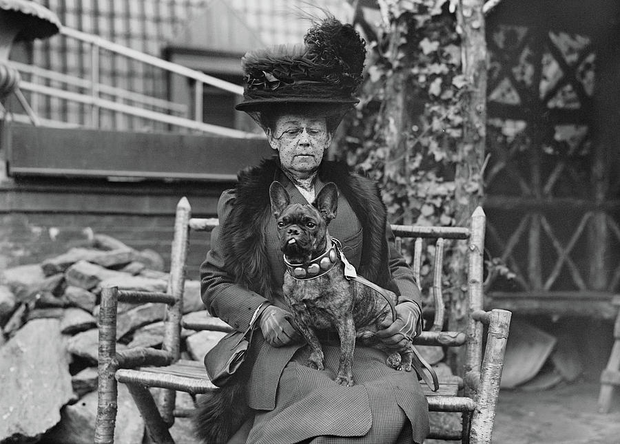 Woman With Bulldog Photograph by Granger
