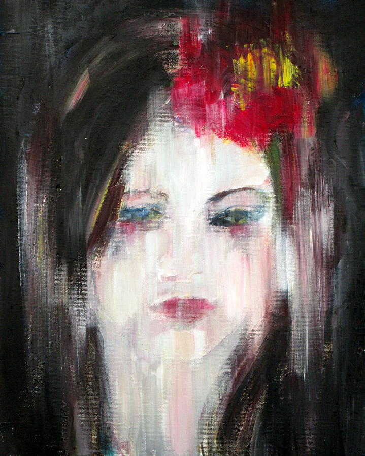 WOMAN with flower in the HAIR Painting by Fabrizio Cassetta