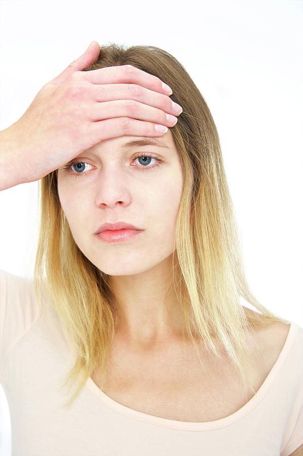 Woman With Hand On Forehead Photograph by Lea Paterson - Fine Art America