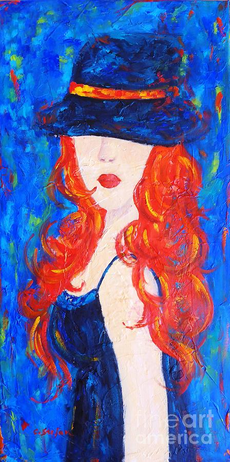 Woman with Hat Painting by Cristina Stefan