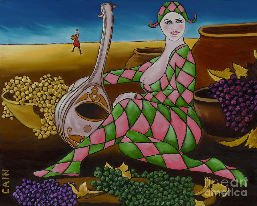 Grape Painting - Woman With Mandolin by William Cain