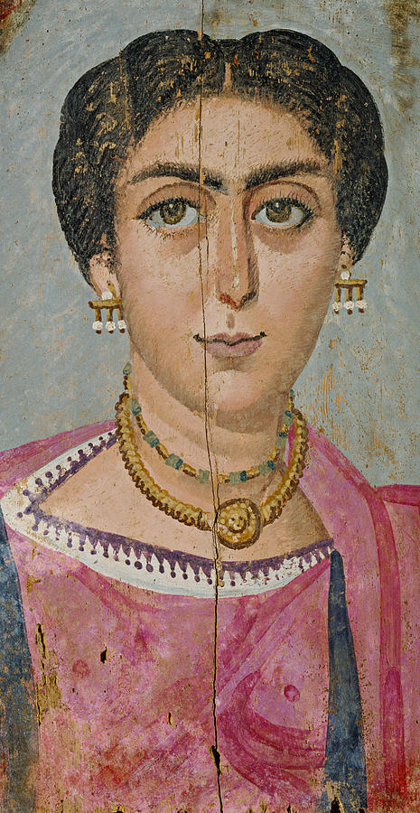 Mummy Portrait Painting - Woman with Necklace by Celestial Images