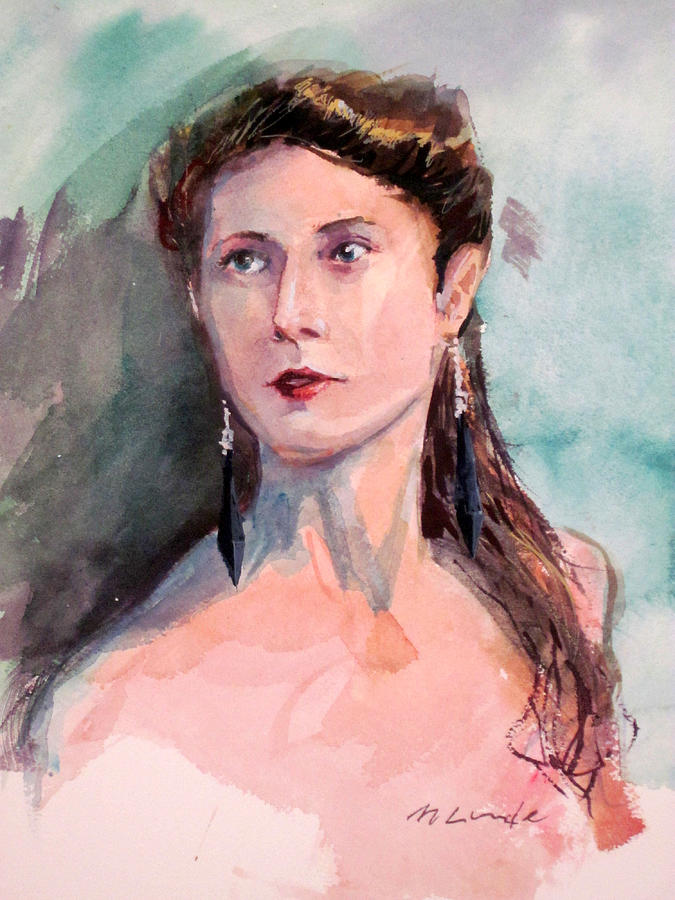 Woman with Onyx Earrings Painting by Mark Lunde